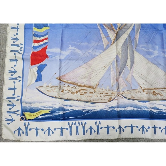 Hermès Blue and Yellow Silk Scarf - Picture 6 of 12